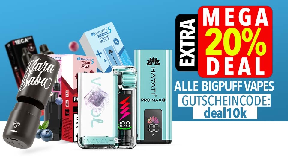 20% Mega Delas Rabatt auf alle Big Puff Vapes