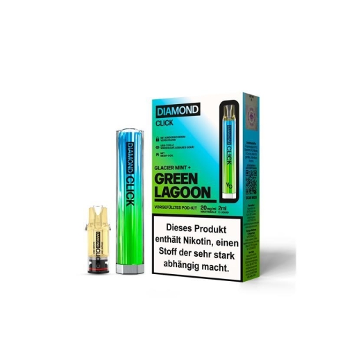Vapes Bars - Diamond Click Pod Kit Green Lagoon + Glacier Mint