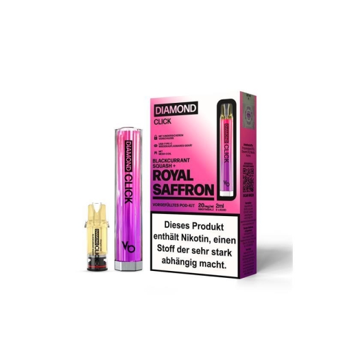Vapes Bars - Diamond Click Pod Kit Royal Saffron + Blackcurrant Squash
