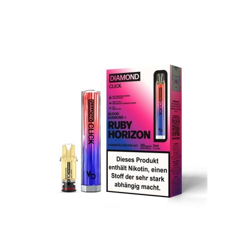 Vapes Bars - Diamond Click Pod Kit Ruby Horizon + Blood Diamand