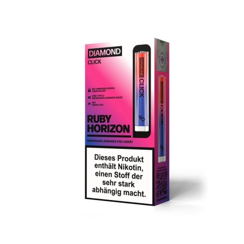 Vapes Bars - Diamond Click Pod Akku 400 mAh Ruby Horizon