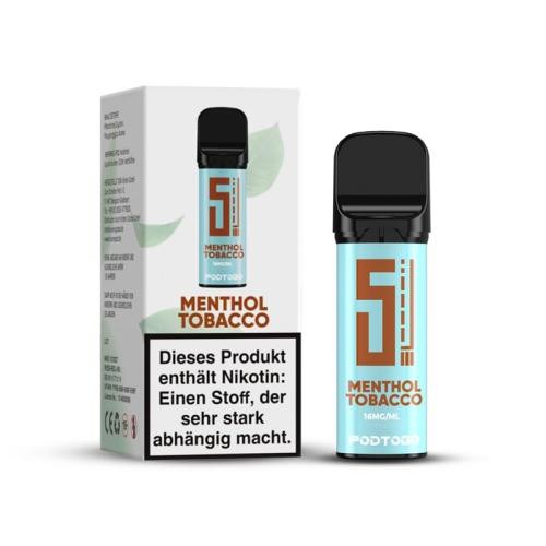 5 EL - Pod2Go White Line Prefilled Pod Menthol Tobacco 16 mg/ml