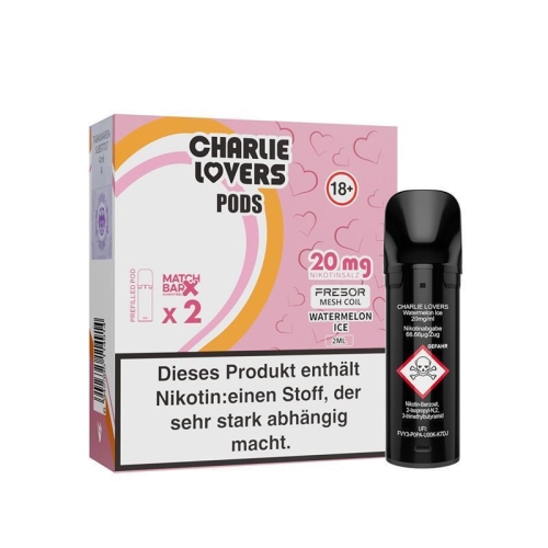 Charlie Lovers Pods ( 2 Stück pro Packung ) Watermelon Ice 20 mg/ml