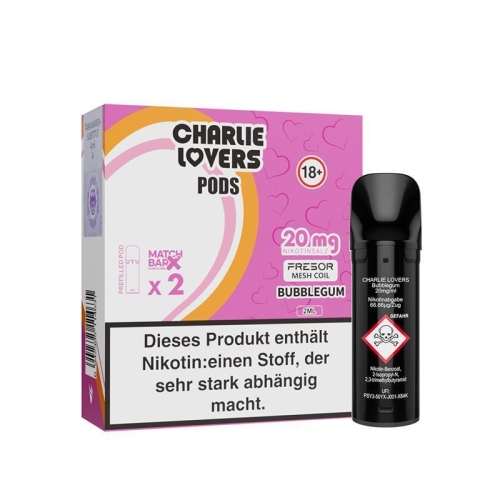 Charlie Lovers Pods ( 2 Stück pro Packung ) Bubblegum 10 mg/ml