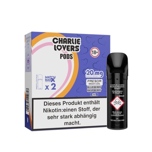 Charlie Lovers Pods ( 2 Stück pro Packung ) Blueberry Raspberry 10 mg/ml