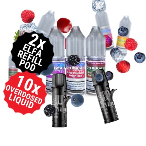 Overdosed 10er NicSalt + 2x gratis Leer Pod