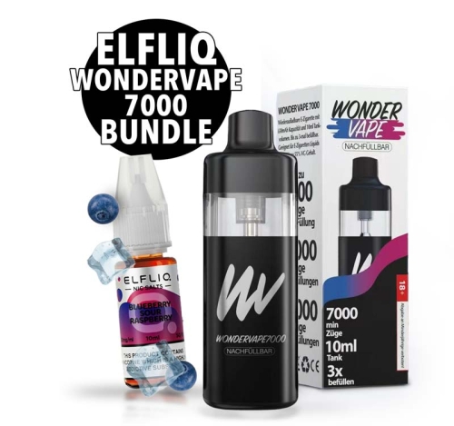 Wondervape 7000 Nachfüllbar - Max 21000 Züge + Elfliq Bundle