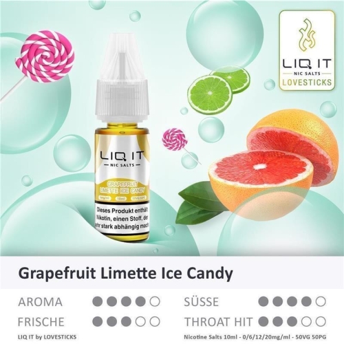 Lovesticks - Liq it NicSalt Liquids Grapefruit Limette Ice Candy 12 mg/ml