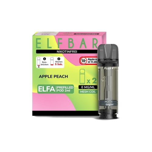 Elfbar - Elfa Prefilled Pods Nikotinfrei (2 Stück) Apple Peach