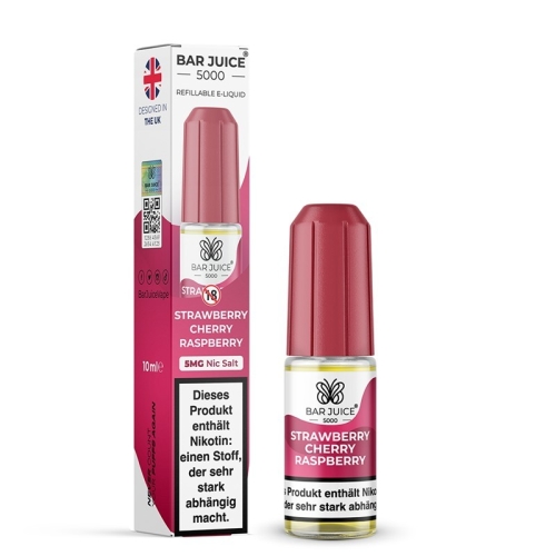 Bar Juice 5000 NicSalt Liquid 10 ml Strawberry Cherry Raspberry 5 MG