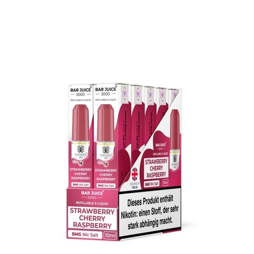 Bar Juice 5000 NicSalt Liquid 10 ml Strawberry Cherry Raspberry 5 MG