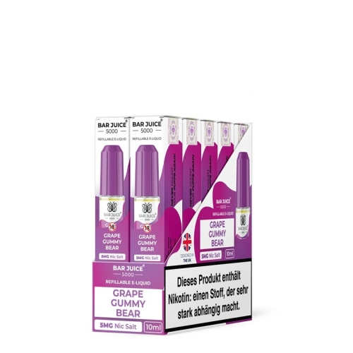 Bar Juice 5000 NicSalt Liquid 10 ml Grape Gummy Bear 5 MG
