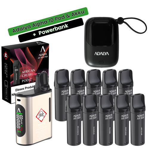 Adalya Alpha Bundle 5 x 2 Pods + Akku + Powerbank